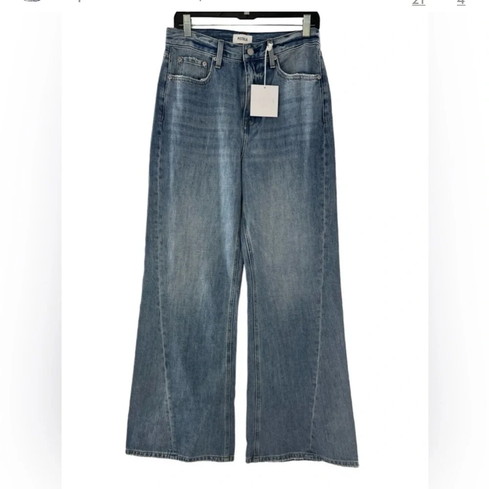 NWT Pistola Relaxed Medium Wash Wide Leg Jeans 28 - Picture 2 of 3